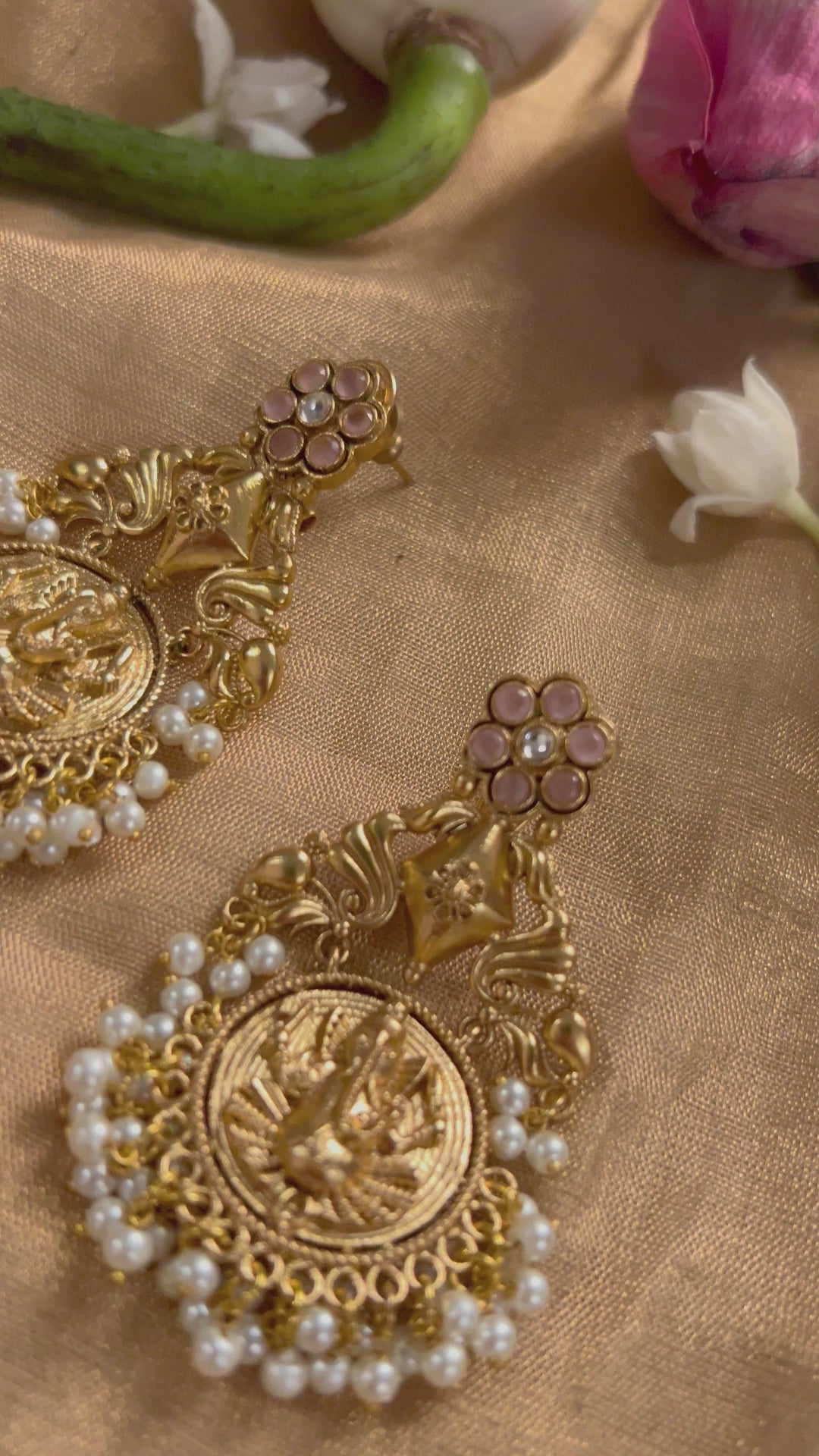 Abhilasha Handcrafted Temple Earrings With Pearls And Ganesh Motif