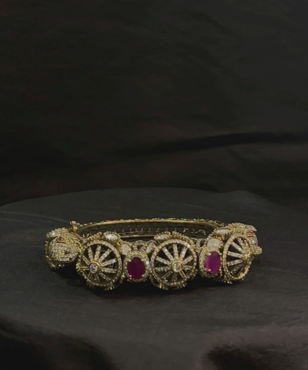 Gauri Handcrafted Bangle With Semi Precious Stones And Elephant Motifs