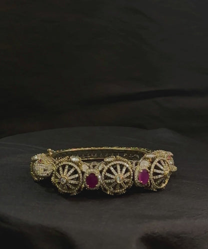 Gauri Handcrafted Bangle With Semi Precious Stones And Elephant Motifs