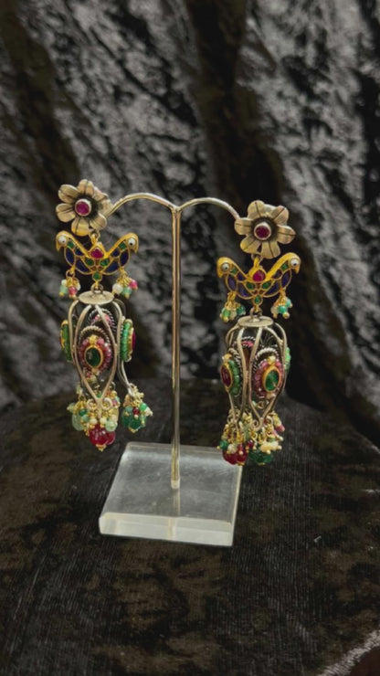 Devansh_Handcrafted_Oxidised_Pure_Silver_Kundan_Earrings_WeaverStory_04