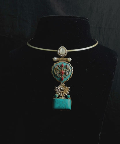 Amrita Turquoise Pendant Hasli With Semi Precious Stones