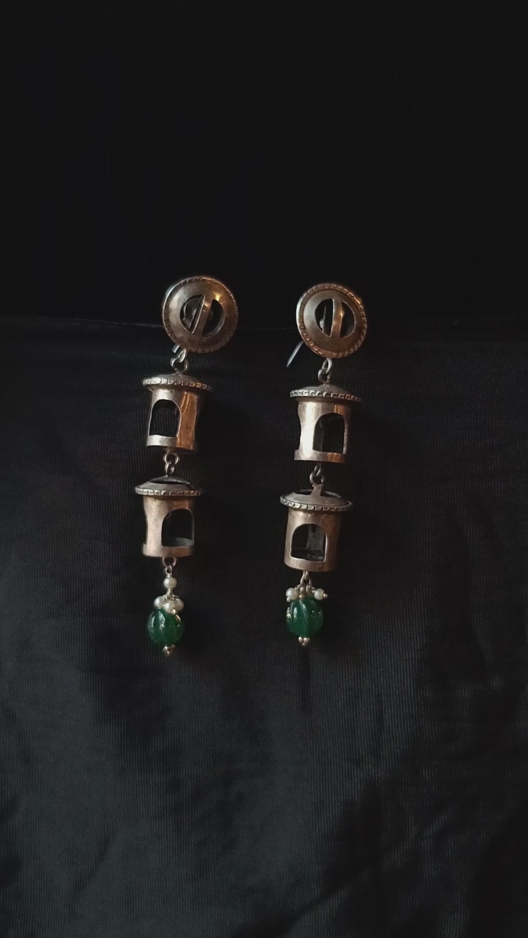 Samiq Handcrafted Oxidised Pure Silver Earrings