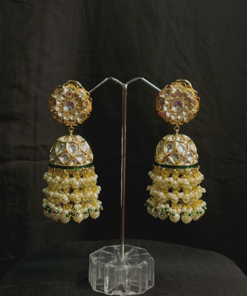 Edhitha Handcrafted Jhumka With Semi Precious Stones