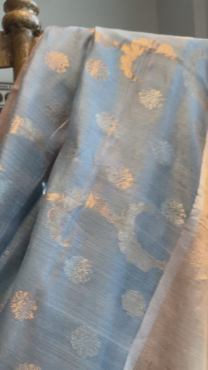 Grey Handloom Classic Jaal Cotton Silk Chanderi Saree