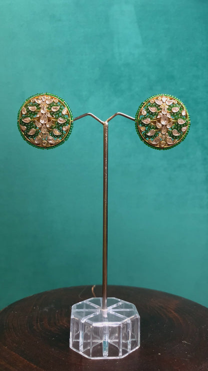 Adhrit Handcrafted Pure Silver Earrings With Emeralds