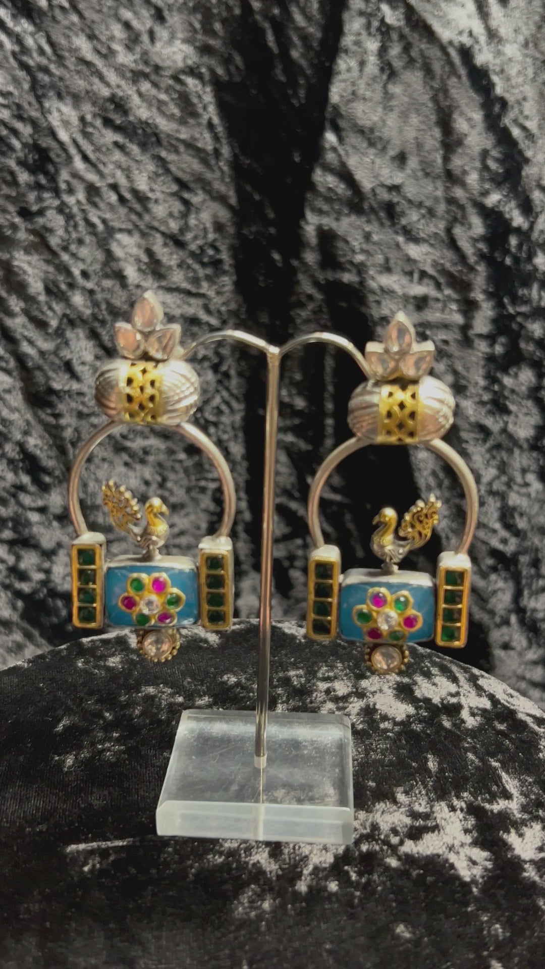 Anant_Handcrafted_Oxidised_Pure_Silver_Kundan_Earrings_With_Pecock_Motifs__WeaverStory_04