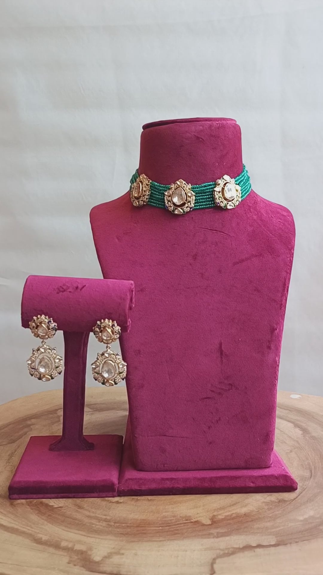 Pari Handcrafted Pure Silver Necklace Set With Semi Precious Stones