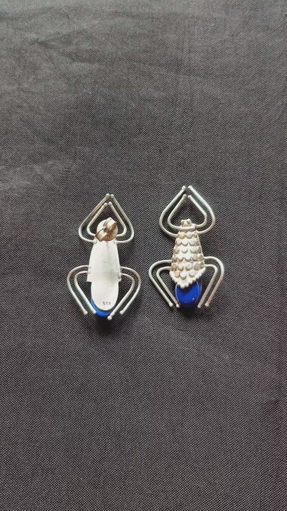 Aidh Handcrafted Oxidised Pure Silver Lapis Earrings