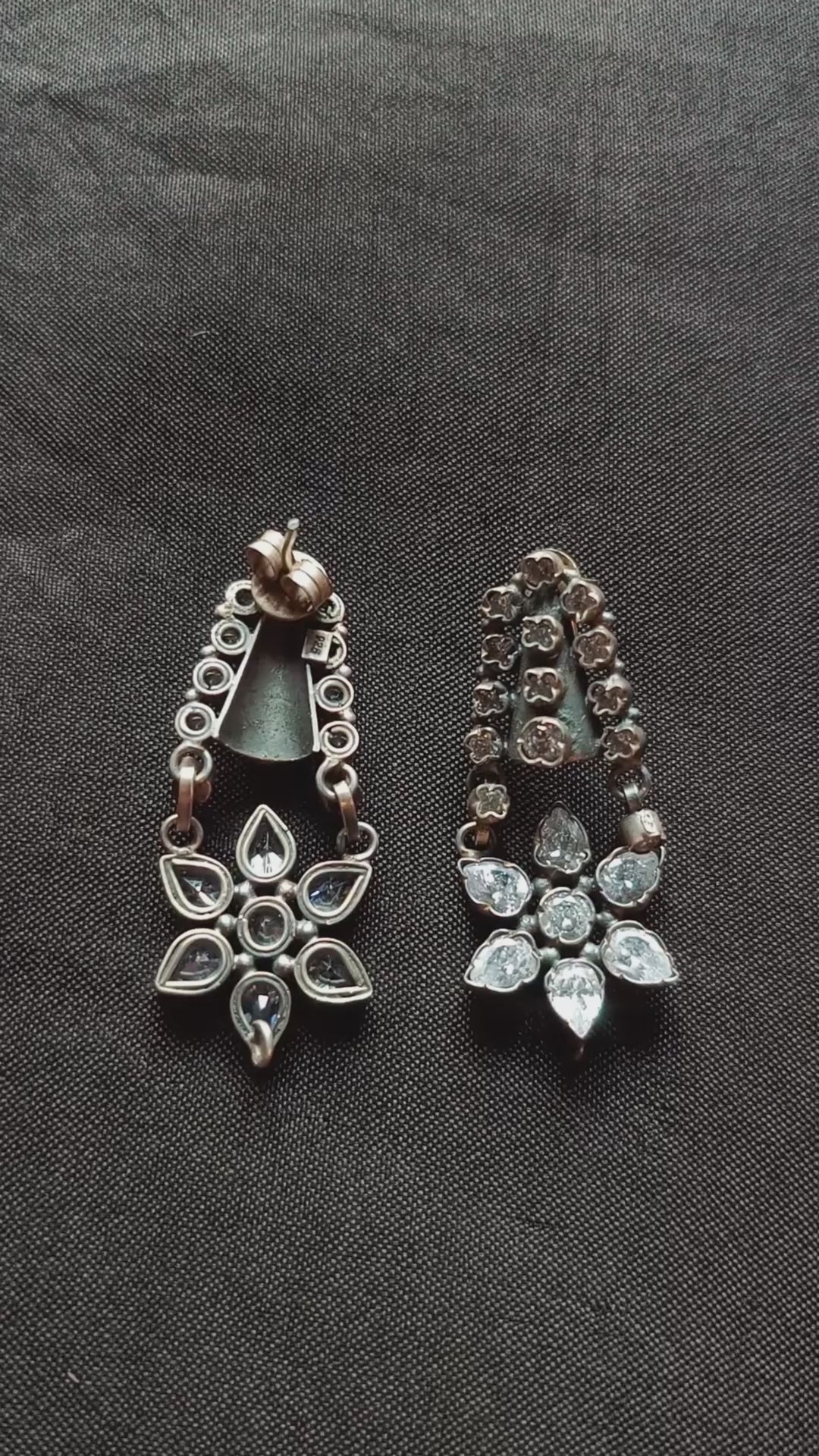 Mikail Handcrafted Oxidised Pure Silver Earrings