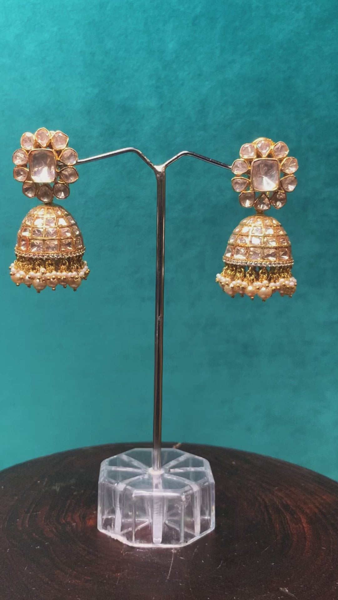 Buy TRIBE AMRAPALI Gold Plated Silver Apsara Flower Pink White Glass  Chaandbali Earrings | Shoppers Stop