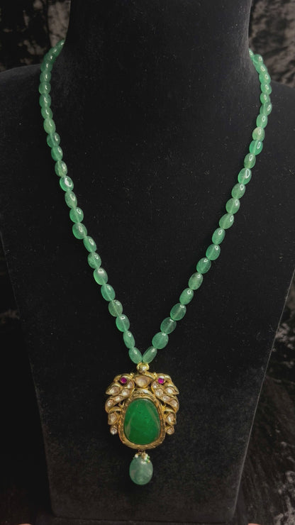 Vienna Handcrafted Pure Silver Necklace With Emeralds