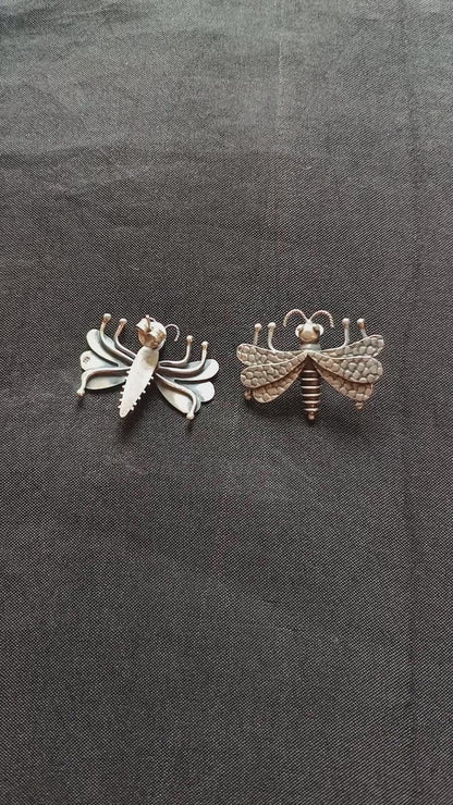 Beryl Handcrafted Oxidised Pure Silver Butterfly Earrings