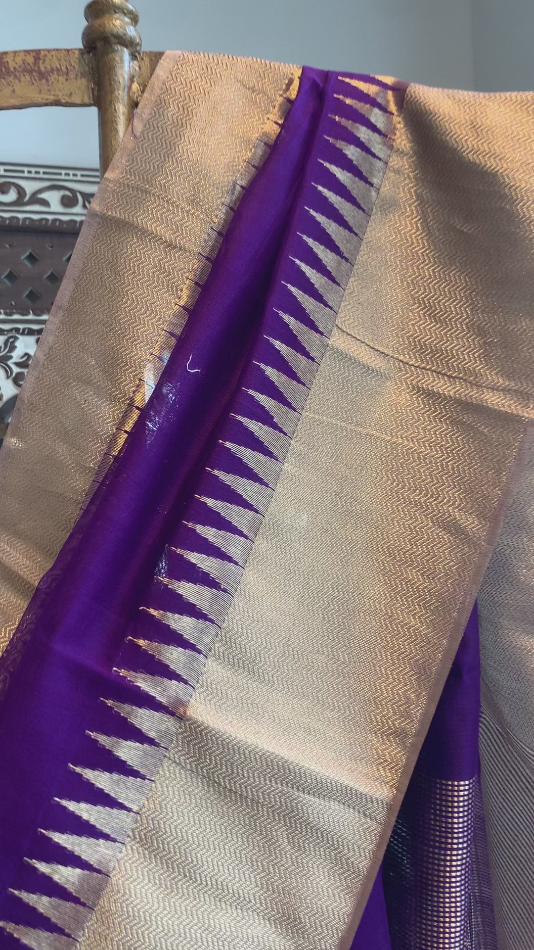 Purple Handloom Plain With Broad Border Cotton Silk Chanderi Saree
