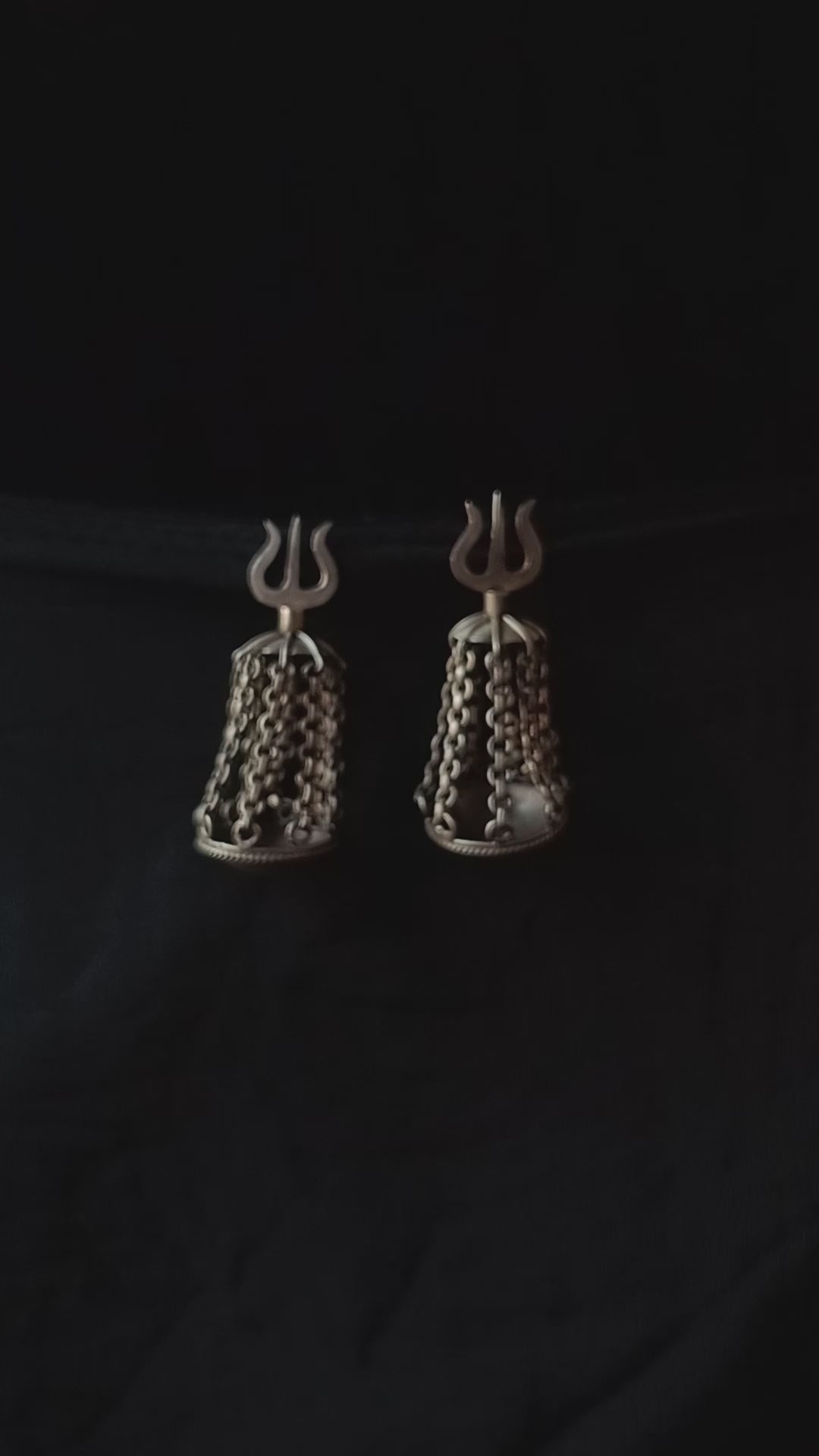 Lakhsha Handcrafted Oxidised Pure Silver Trident Earrings