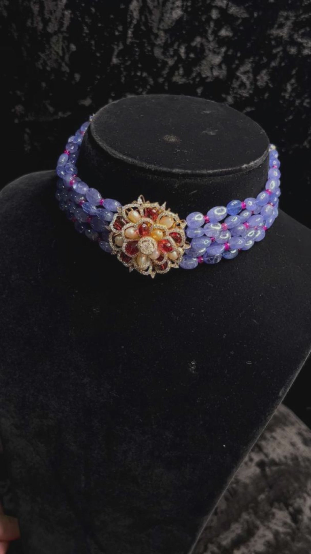 Salena_Handcrafted_Pure_Silver_Blue_Necklace_With_Ruby_And_Pearls_WeaverStory_04
