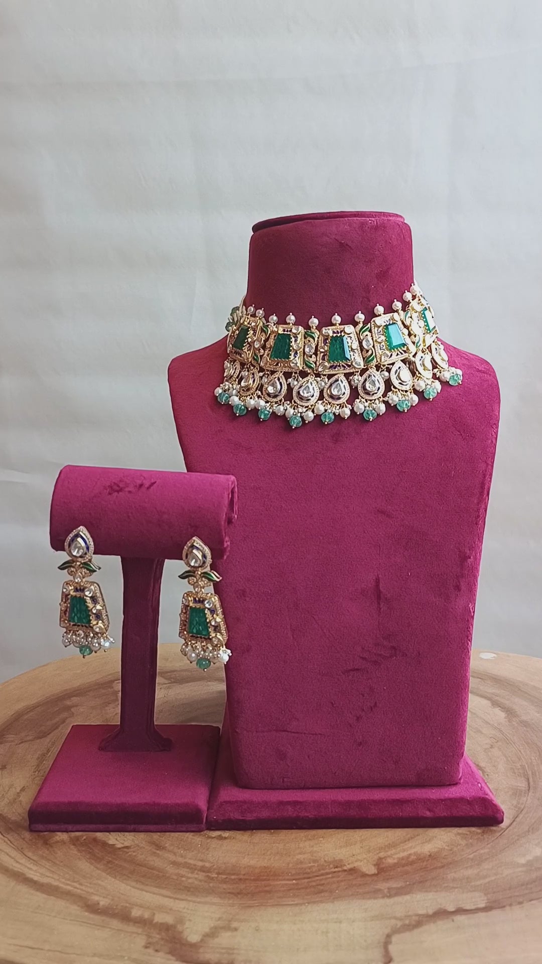 Dilara Handcrafted Pure Silver Choker Necklace Set With Semi Precious Stones