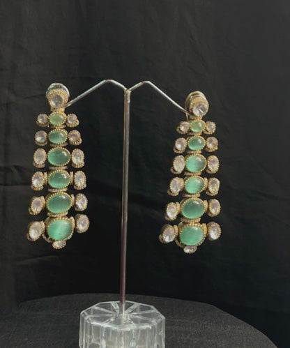 Amaira Handcrafted Earrings With Green Semi Precious Stone