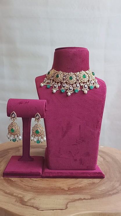 Soraya Handcrafted Pure Silver Necklace Set With Semi Precious Stones And Pearls
