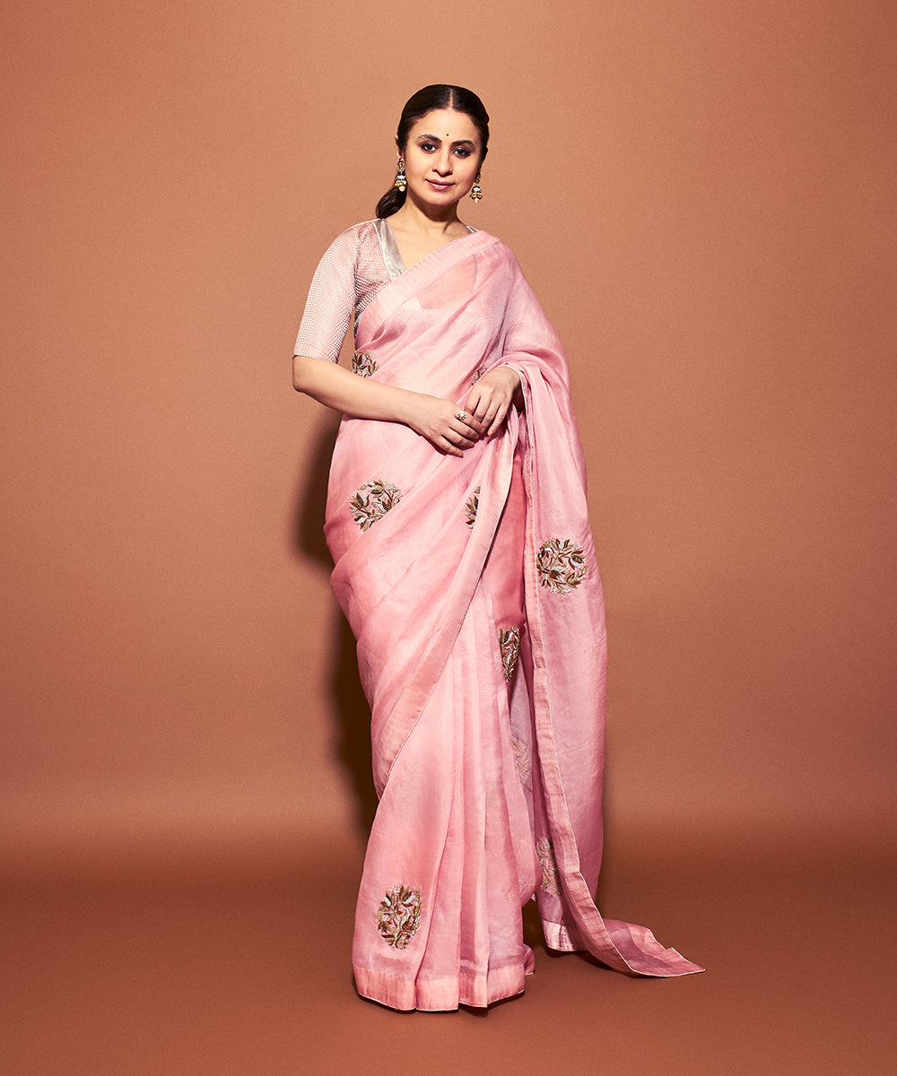 Rasika_Dugal_In_Blush_Pink_Handloom_Organza_Saree_With_Hand_Embroidered_Zardozi_Lotus_Motifs _WeaverStory03