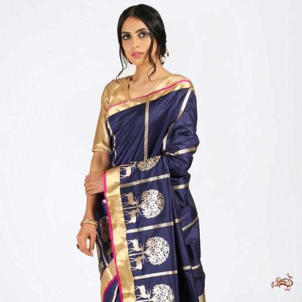 Navy_Blue_Handloom_Katan_Silk_Saree_with_Kadhwa_Motifs_WeaverStory_01