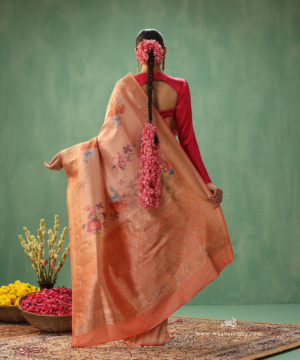 Handloom-Peach-Pure-Katan-Silk-Zari-Tanchoi-Banarasi-Saree-With-Floral-Digital-Print_WeaverStory_03