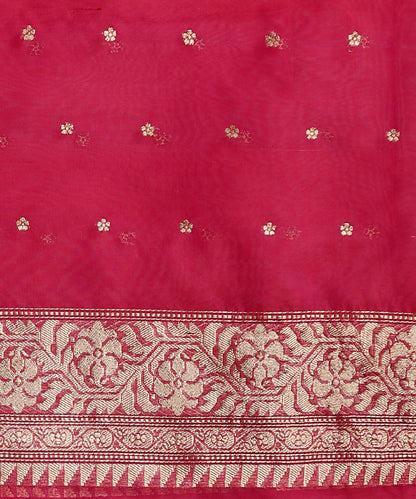 Fuchsia Pink Dual Tone Handloom Pure Kora Silk Banarasi Saree With Booti