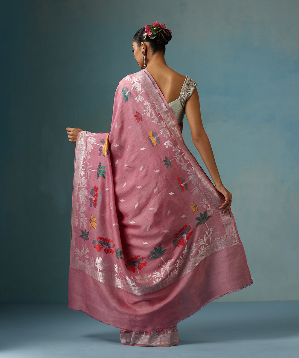 Pink_Handloom_Pure_Tussar_Georgette_Banarasi_Saree_With_Multi_Colour_Meenakari_WeaverStory_03