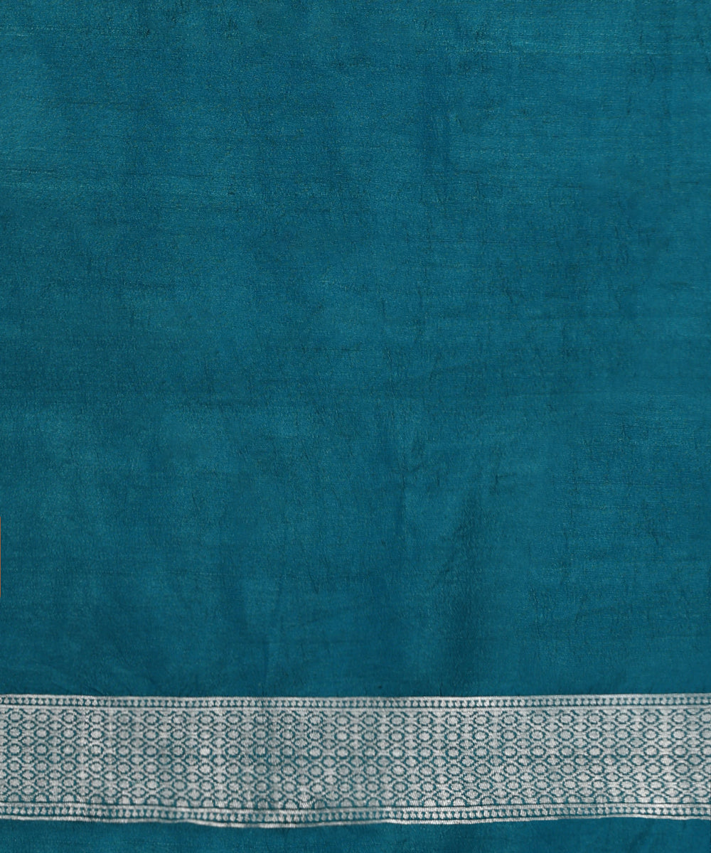 Teal_Handloom_Pure_Tussar_Georgette_Banarasi_Saree_With_Floral_Motifs_WeaverStory_05