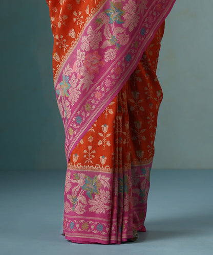 Orange_And_Purple_Handloom_Pure_Tussar_Georgette_Banarasi_Saree_With_Multi_Colour_Meenakari_WeaverStory_04