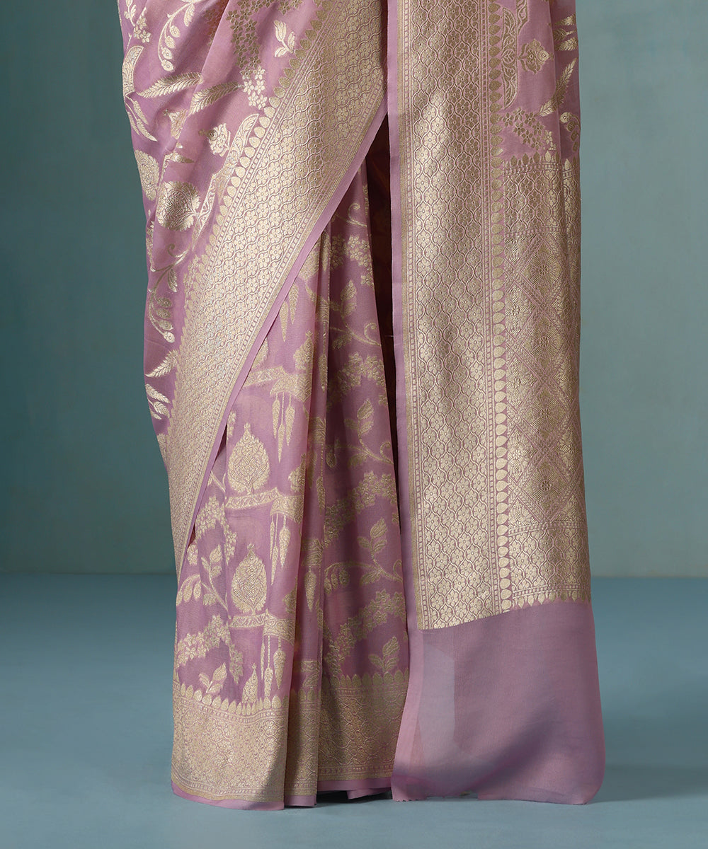 Light_Purple_Handloom_Pure_Georgette_Banarasi_Saree_With_Allover_Cutwork_Floral_Jaal_WeaverStory_04