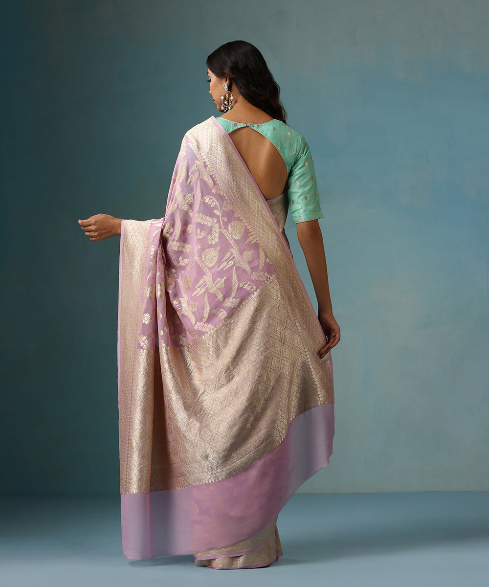 Light_Purple_Handloom_Pure_Georgette_Banarasi_Saree_With_Allover_Cutwork_Floral_Jaal_WeaverStory_03