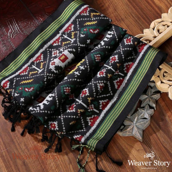 Handwoven_Black_Patola_Duaptta_with_Elephant_Motifs_WeaverStory_01