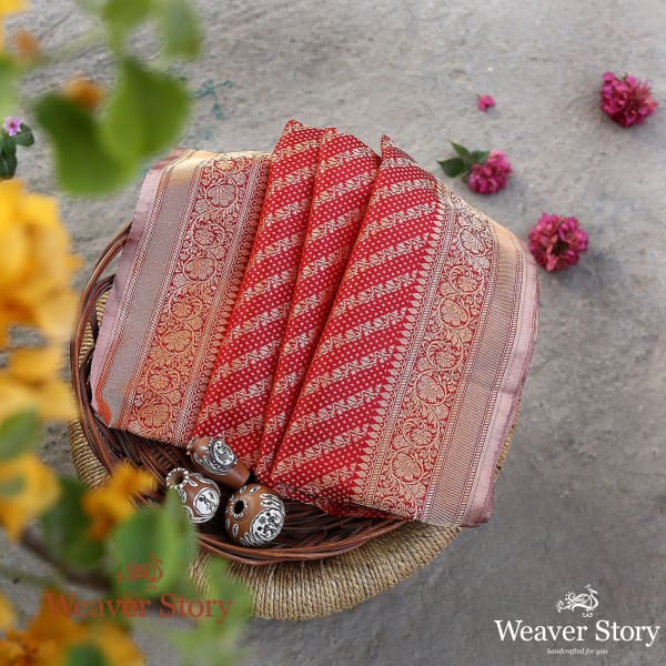 Handwoven_Red_Banarasi_Dupatta_Woven_with_Zari_WeaverStory_01