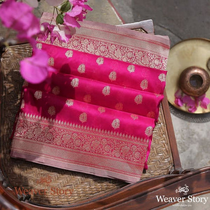 Handwoven_Pink_Banarasi_Katan_Georgette_Dupatta_with_Traditional_Motifs_WeaverStory_01