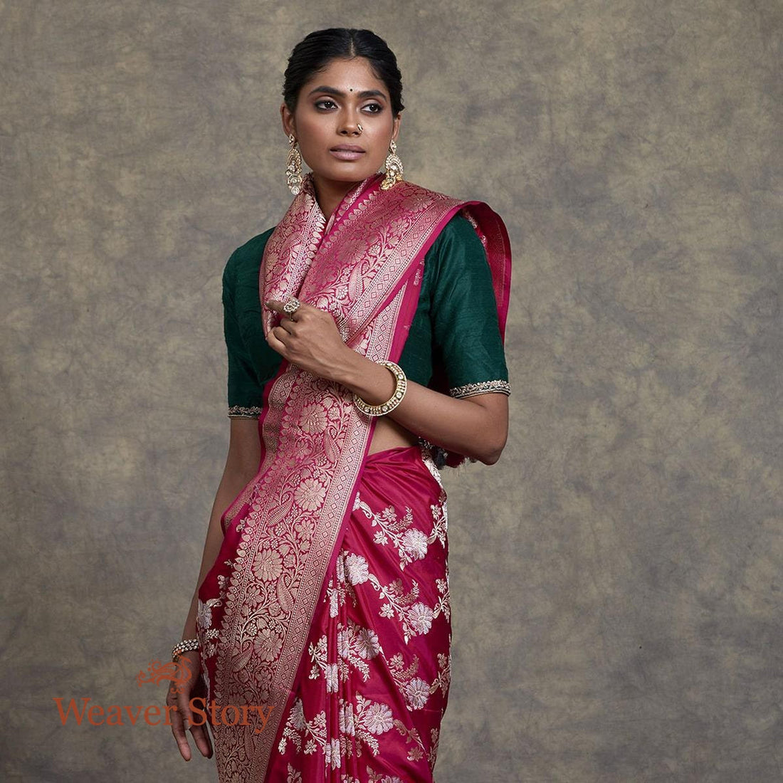 Handwoven_Pink_Kadhwa_Jangla_Saree_with_Paisley_Border_WeaverStory_01