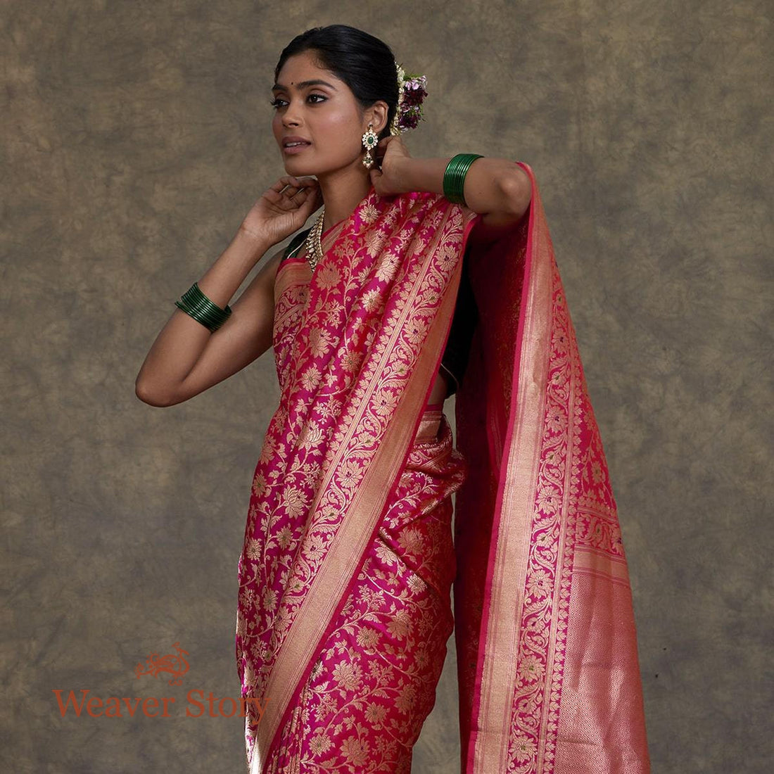 Handwoven_Pink_Meenakari_Jangla_Saree_with_Meenakari_-_Ektara_WeaverStory_01