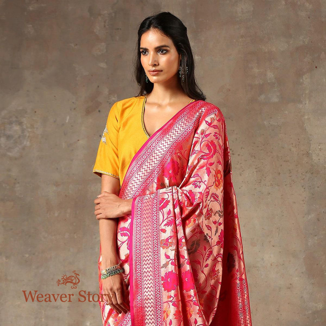 Handwoven_Pink_Meenakari_Patola_Jangla_Saree_with_Rich_Zari_Base_WeaverStory_01