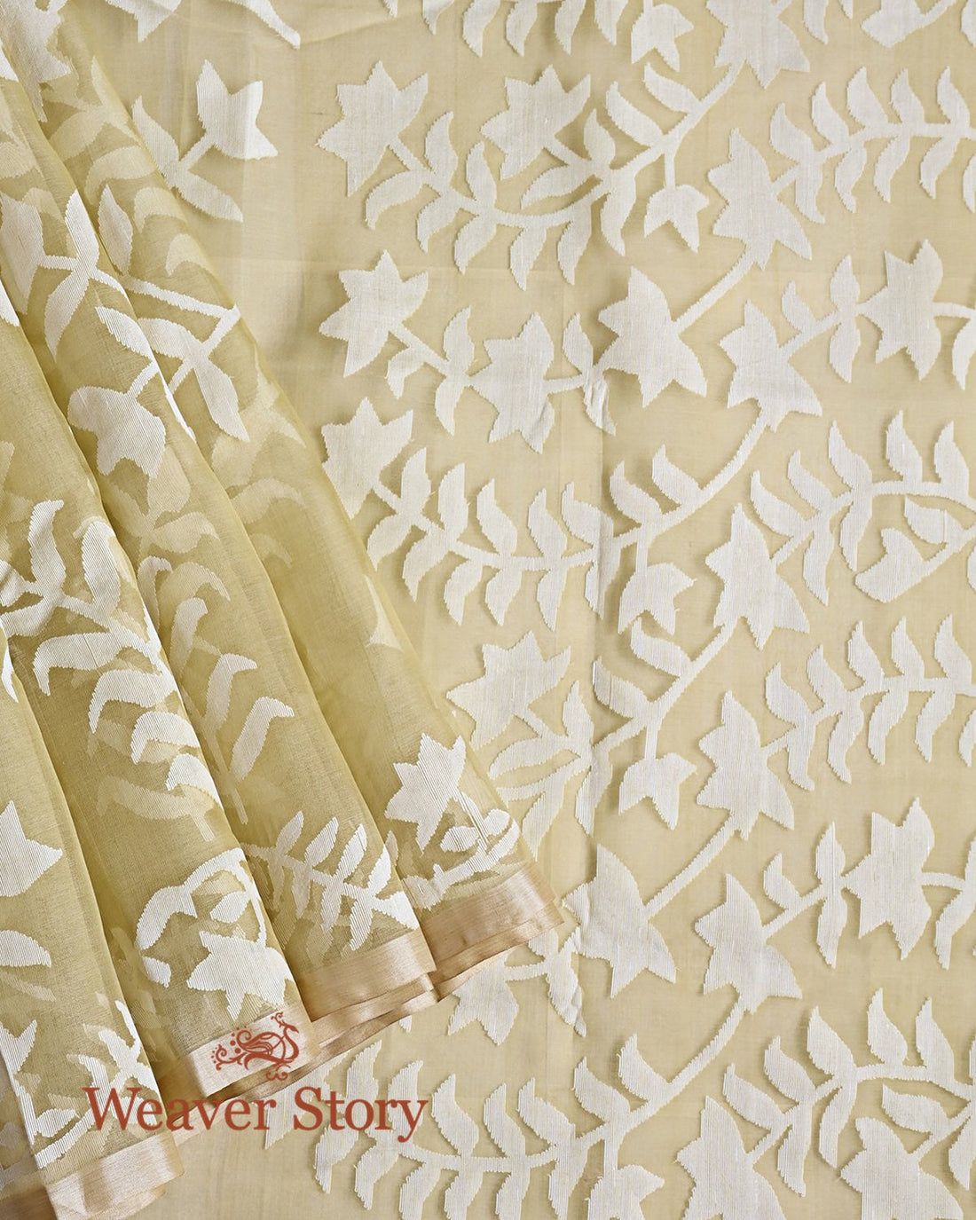 Handwoven_Pista_Green_Silk_Muslin_Jamdani_Saree_WeaverStory_01