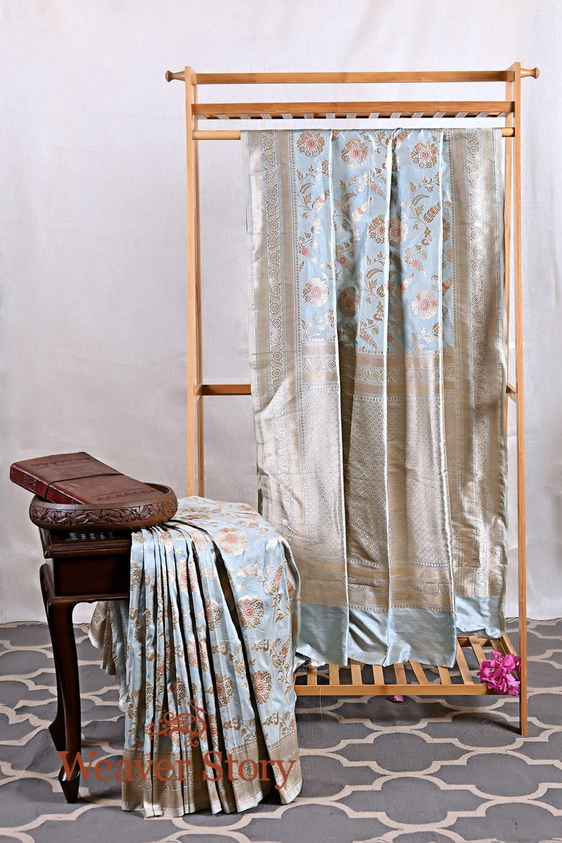 Powder_Blue_Banarasi_Katan_Silk_Saree_with_Meenakari_WeaverStory_01