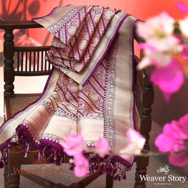 Handwoven_Purple_Kimkhab_Banarasi_Dupatta_WeaverStory_01