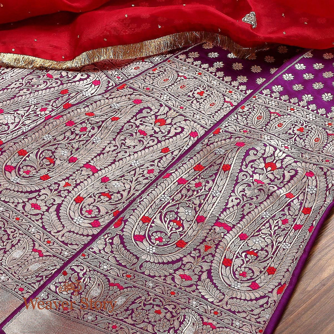 Handloom_Purple_Silk_Banarasi_Meenakari_Lehenga_with_Borders_WeaverStory_01