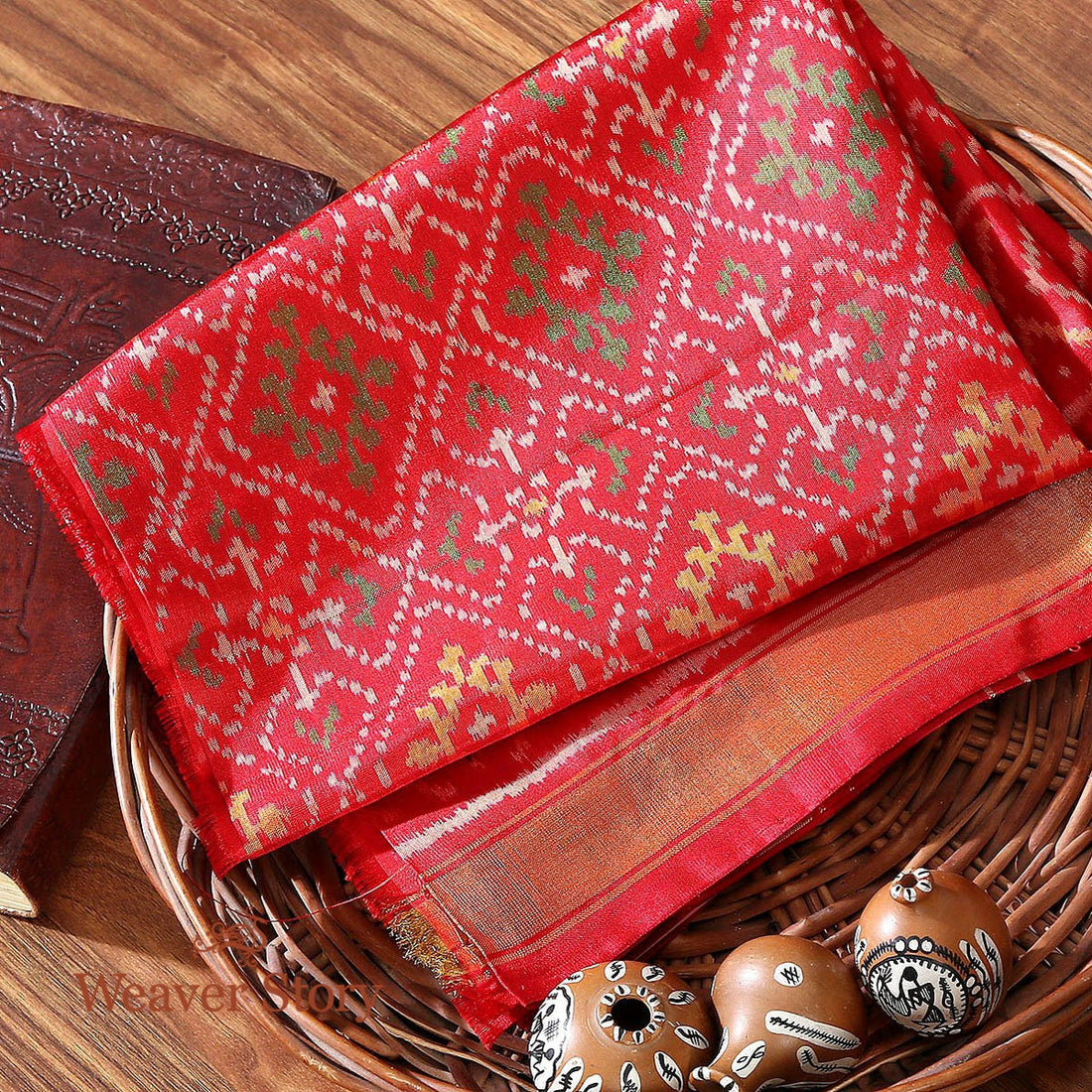 Handloom_Rajkot_Patola_Silk_Dupatta_in_Red_WeaverStory_01