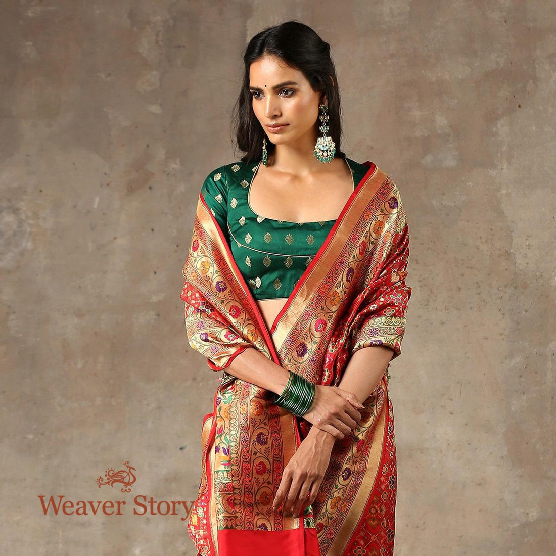Handwoven_Red_Meenakari_Patola_Saree_WeaverStory_01
