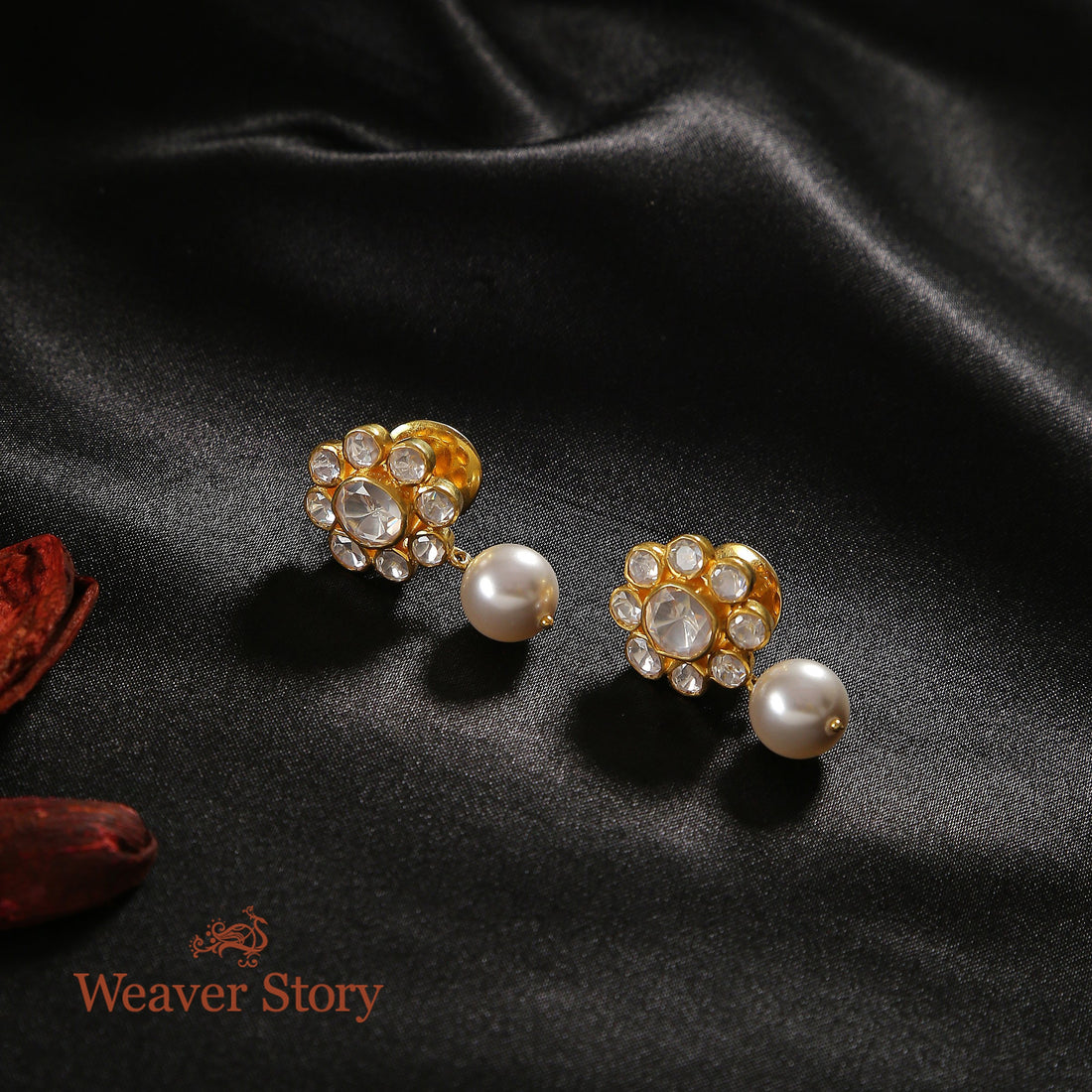 Phoolbaag_Earrings_with_Moissanite_Polki_and_Pearls_Crafted_in_Pure_Silver_WeaverStory_01