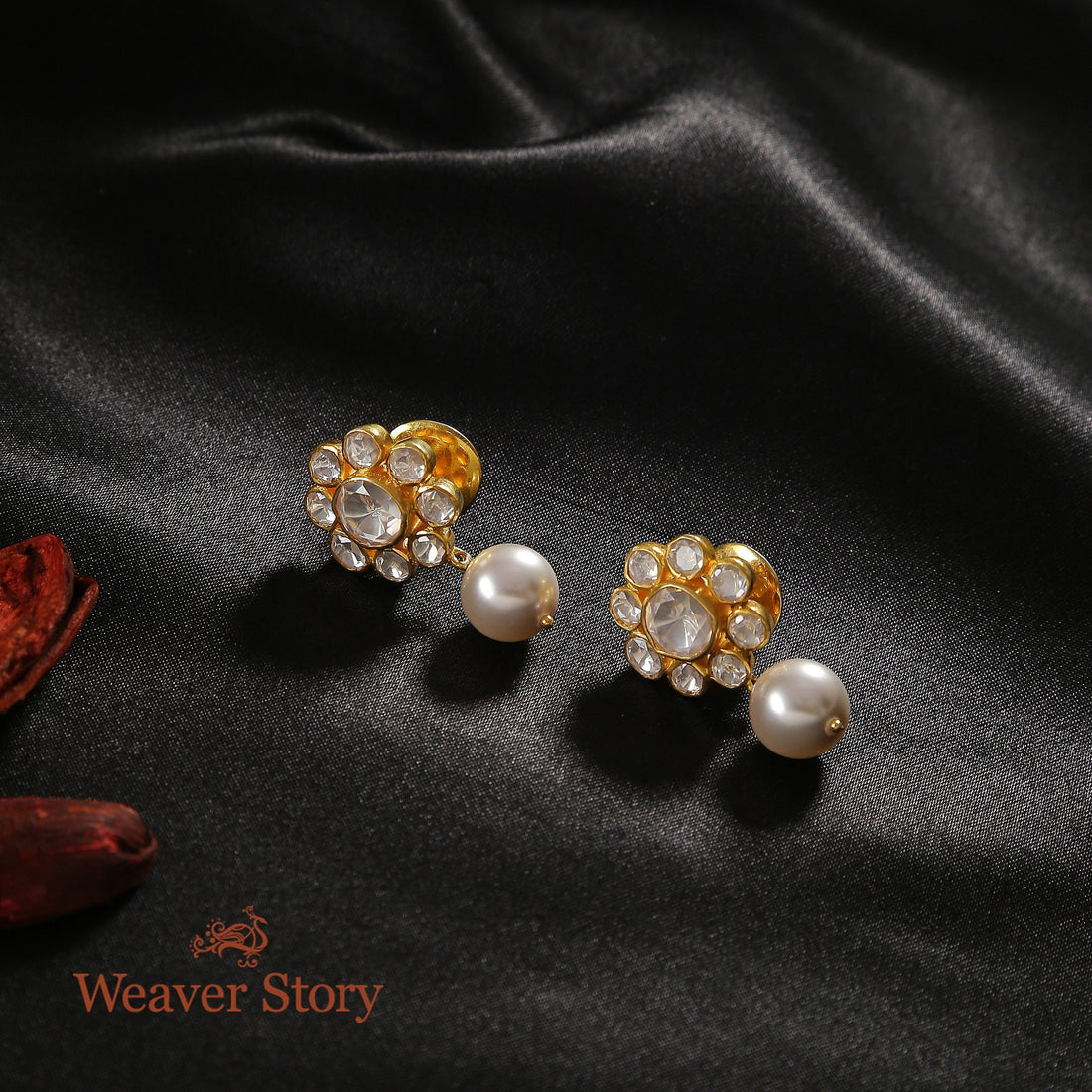 Phoolbaag_Earrings_with_Moissanite_Polki_and_Pearls_Crafted_in_Pure_Silver_WeaverStory_01