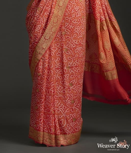 Handwoven_Banarasi_Bandhej_Saree_in_Orange_color_WeaverStory_03