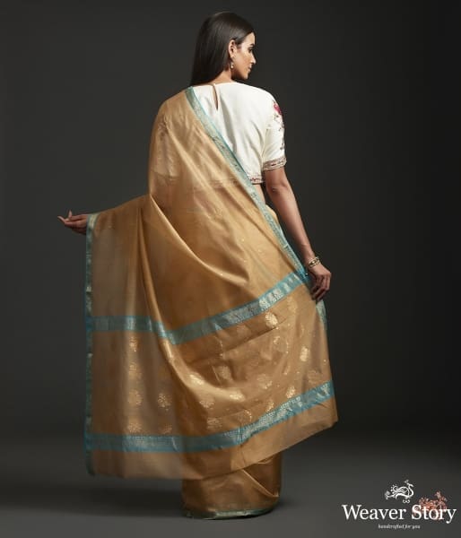 Brown_cotton_by_silk_chanderi_saree_with_nakshi_booti_and_blue_border_WeaverStory_03