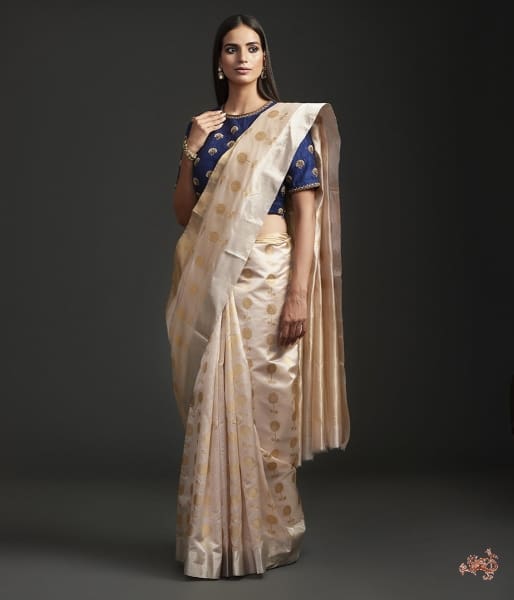 Oyster_pink_Floral_motif_Saree_with_gold_and_silver_work_WeaverStory_02