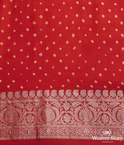 Handwoven_Banarasi_Bandhej_saree_in_red_WeaverStory_05