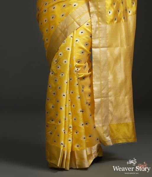 Yellow_pure_silk_chanderi_saree_with_delicate_floral_motifs_with_meenakari_WeaverStory_04